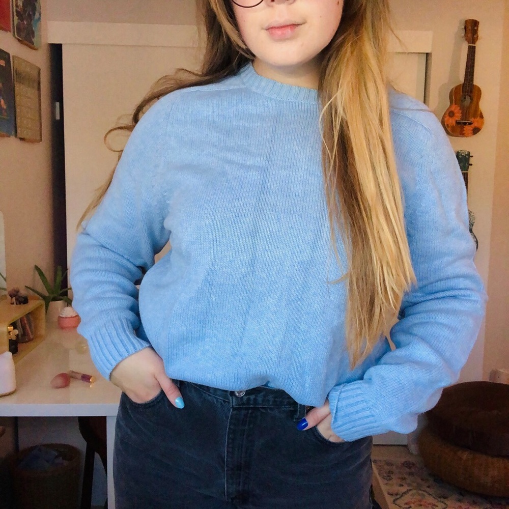 pale blue oversized sweater